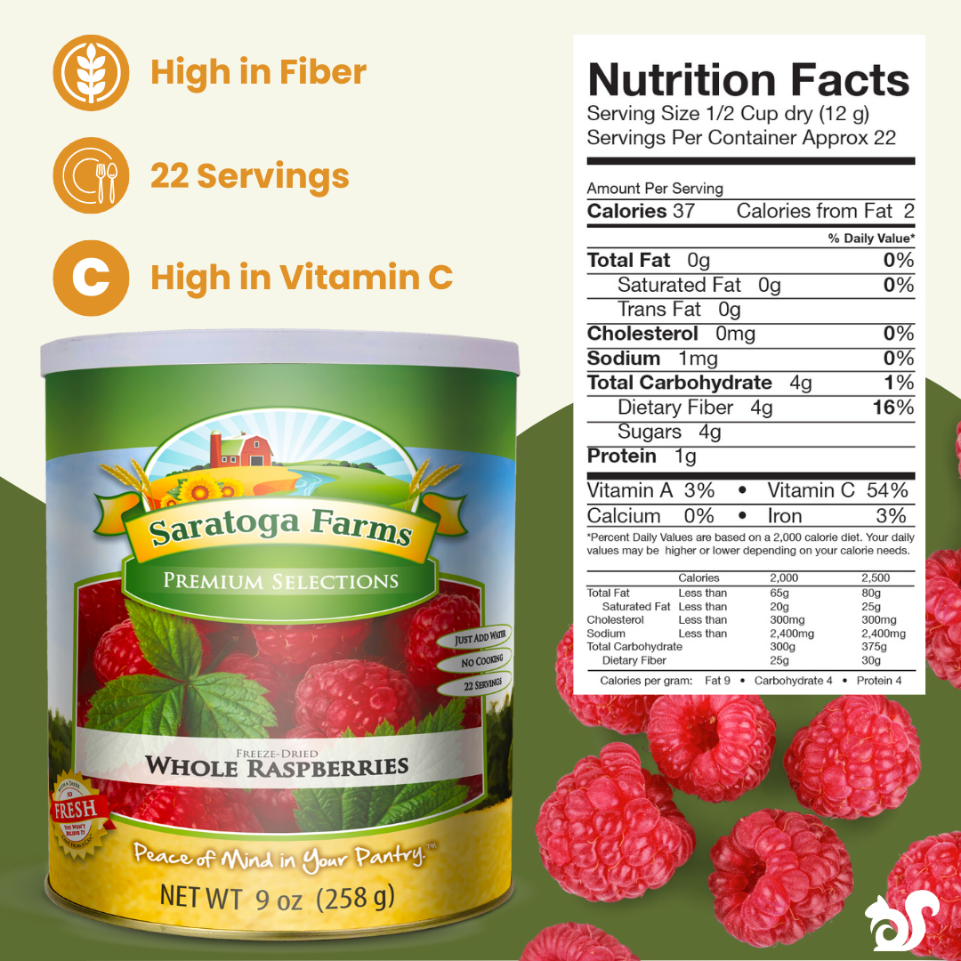 freeze dried raspberries nutrition facts